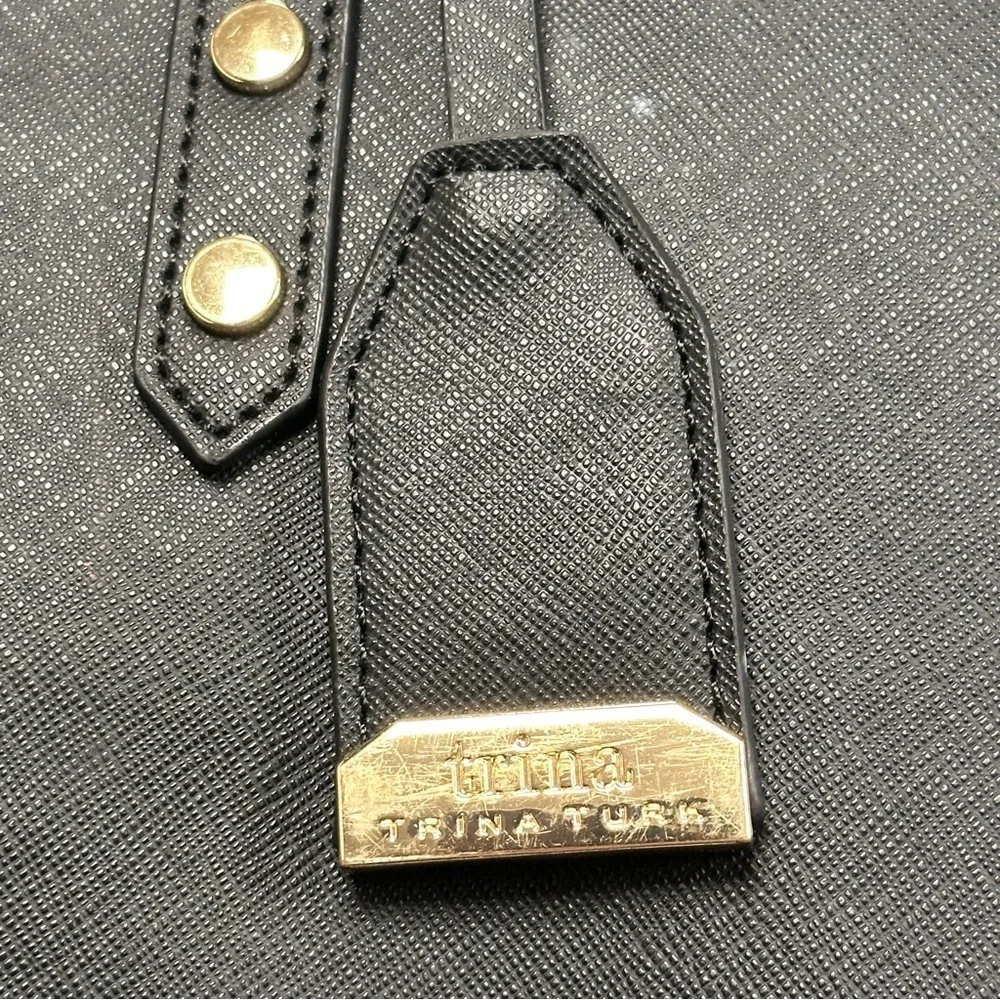 Trina Turk Black Vegan Shoulder Bag with Pink Interior